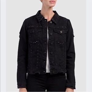 NWT BlankNYC Black Studded Rhinestone Denim Jacket